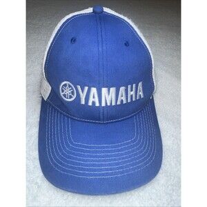 VINTAGE White And Blue YAMAHA Embroidered MESH BACK Baseball Cap Hat